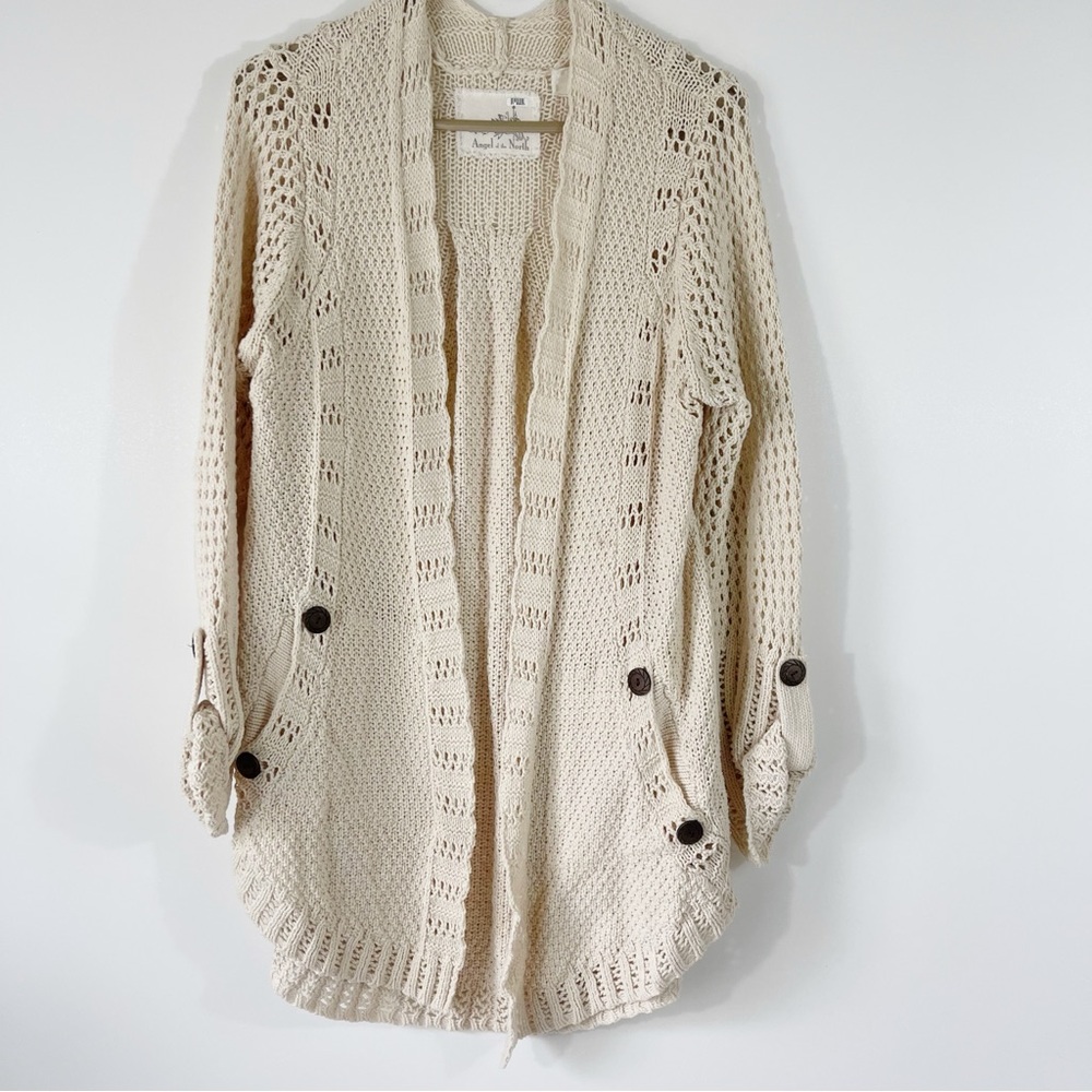 Anthropologie Angel of the North Silva Circle Cream Open Front Cardigan Size S - Picture 2 of 11